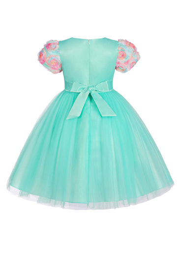Une ligne Bijou Col Tulle Vert Robe Fille